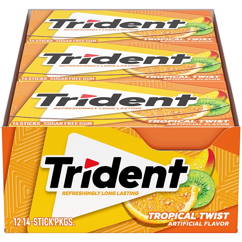 Trident Sugar Free Tropical Twist Gum, 14 Pieces/Pack, 12/Packs (VAM00502) image 1