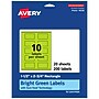 Avery Laser/Inkjet Multipurpose Rectangle Labels, 1.5" x 2.75", Bright Green, 200/Pack (94230)~#|#~2A9968E0-4F27-4B00-973B8BEFE8EFEF32_sc7