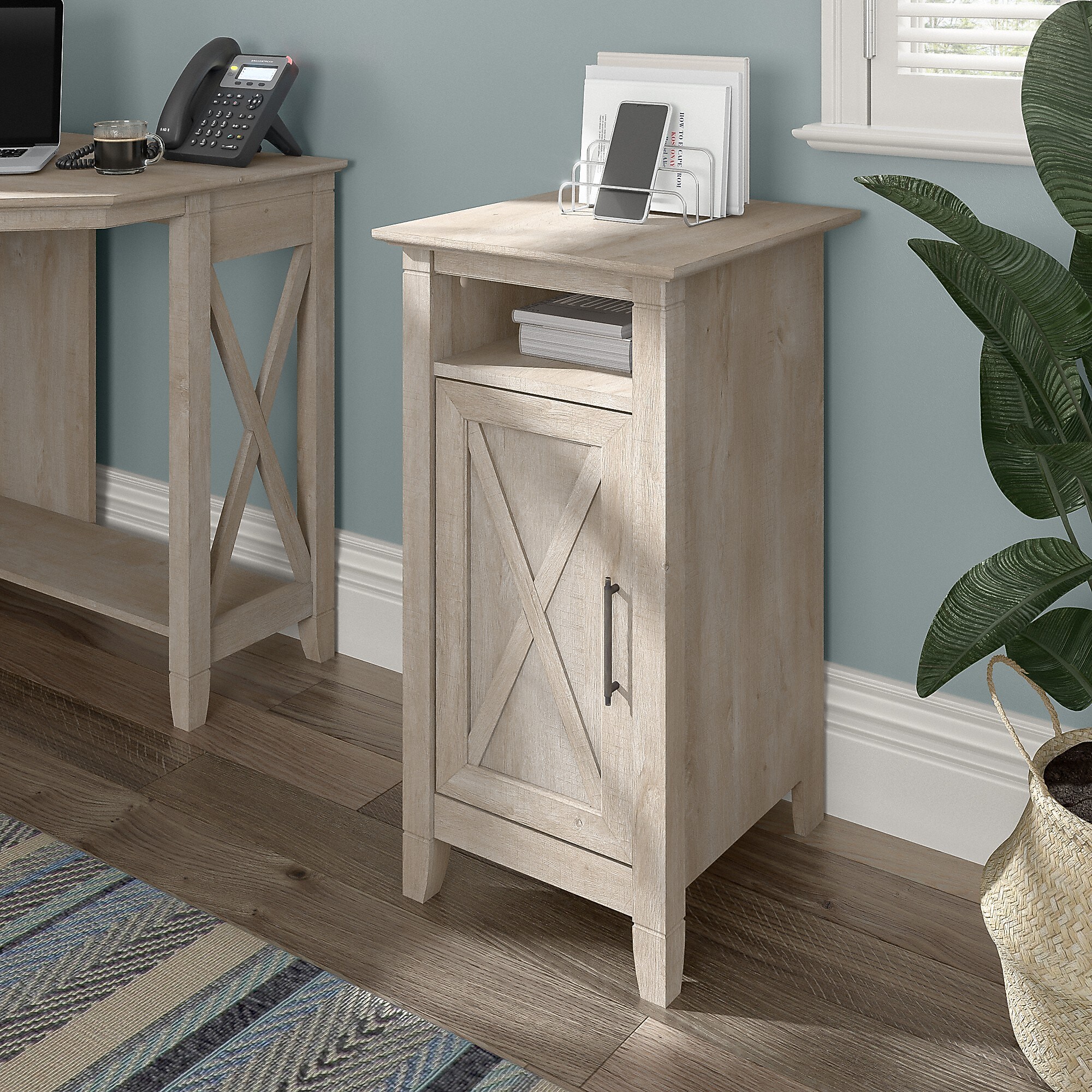 Bush Furniture Key West 30″ Small Storage Cabinet with Door and 3 Shelves, Washed Gray (KWS116WG-03) Sansujyuku sansujyuku.com