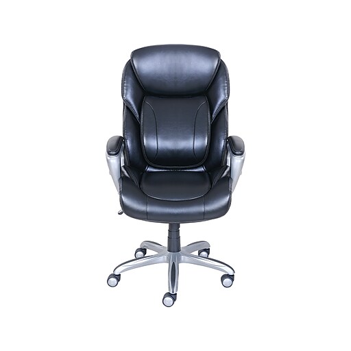 Serta My Fit Ergonomic Bonded Leather Swivel Executive Chair, Black (CHR100014) Staples
