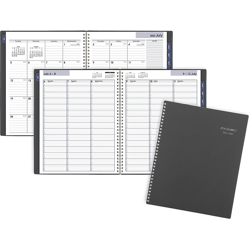 2026-2027 AT-A-GLANCE DayMinder 8.5" x 11" Academic Weekly & Monthly Planner, Plastic Cover, Charcoal (AYC520-45-27) image 1