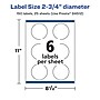Avery Laser/Inkjet Round Multipurpose Labels, White, 6 Labels/Sheet, 25 Sheets/Pack (94512-WMP25)~#|#~2A9EC237-3670-48A4-94AE0A526CE7628E_sc7