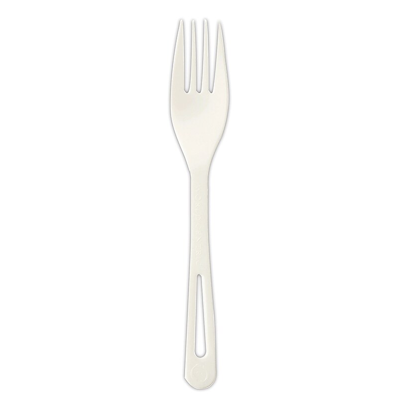 World Centric Plastic Forks, Medium Weight, Light Beige, 1000 Forks/Carton (WORFOPS6) image 1