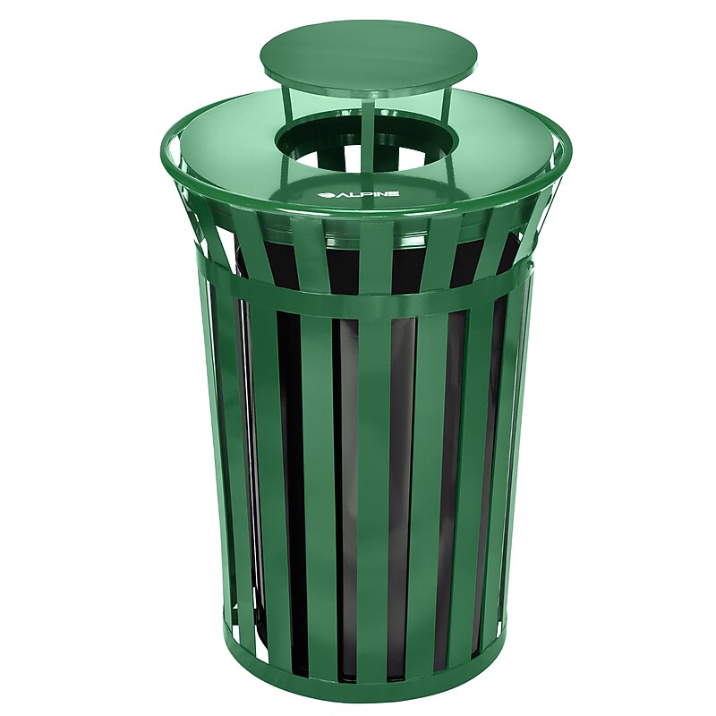 Alpine Industries Stainless Steel Outdoor Trash Can with Rain Bonnet Lid, 38 Gallon, Green (ALP479-38-1-GRN-MKTCOPY) image 1