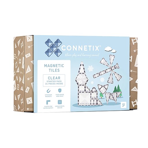 Connetix Magnetic Tiles Clear Starter Pack, 34 Pieces (CNTC00034ST