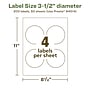 Avery EcoFriendly Laser/Inkjet Circle Multipurpose Labels, 3-1/2" Dia., White, 200/Box (94514)~#|#~2AD95264-B441-4D52-B8CA096A1DCAA5FC_sc7
