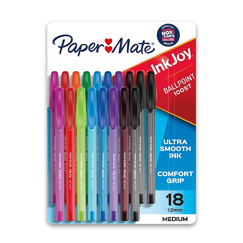 Paper Mate InkJoy Ballpoint Pen, Medium Point, 1.0mm, Assorted Ink, 18/Pack (1987341) image 1