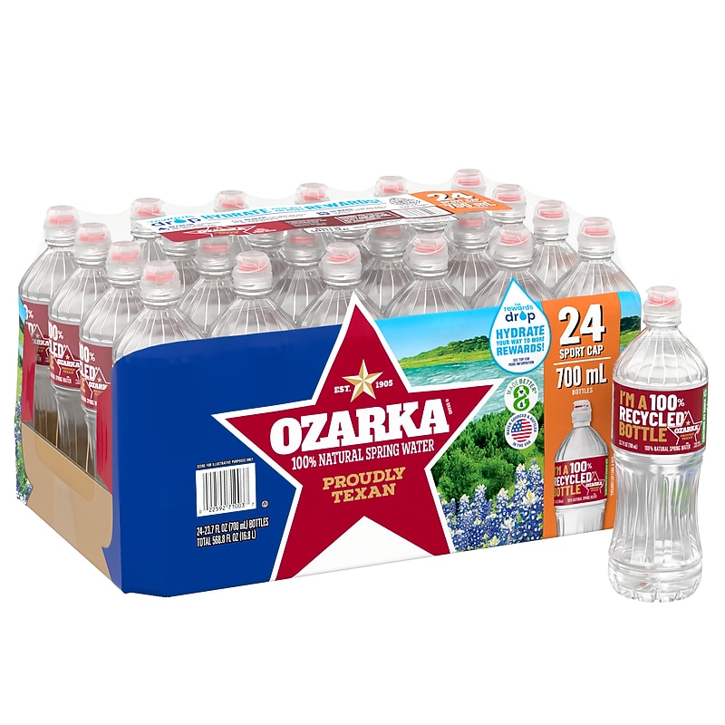 Ozarka Sport Cap 100% Natural Spring Water, 23.7 oz., 24/Carton (12086825) image 1