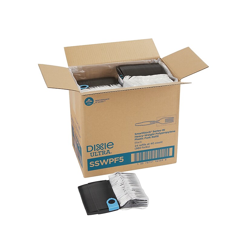 Dixie Ultra SmartStock Series-W Individually Wrapped Polypropylene Fork Refill, Heavy-Weight, Black, 960/Carton (SSWPF5) image 1