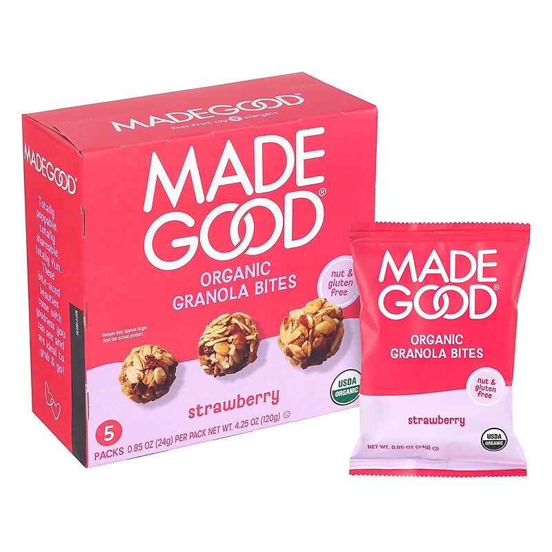 MadeGood Strawberry Granola Minis, 0.85 oz., 5 Bags/Pack, 6/Pack (220-02847) image 1