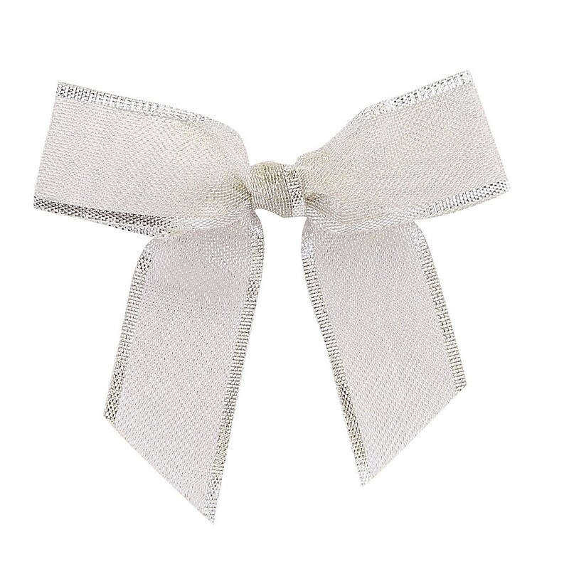 JAM Paper Metallic Bows, Silver Mesh, 100/Pack (52640349258) image 1