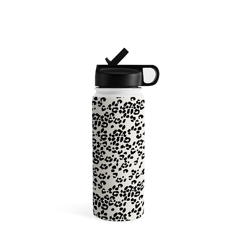 DENY Designs Leopard Stainless Steel Double Wall Insulated Water Bottle, 18 oz., Black/White (89183-WBTL05) image 1
