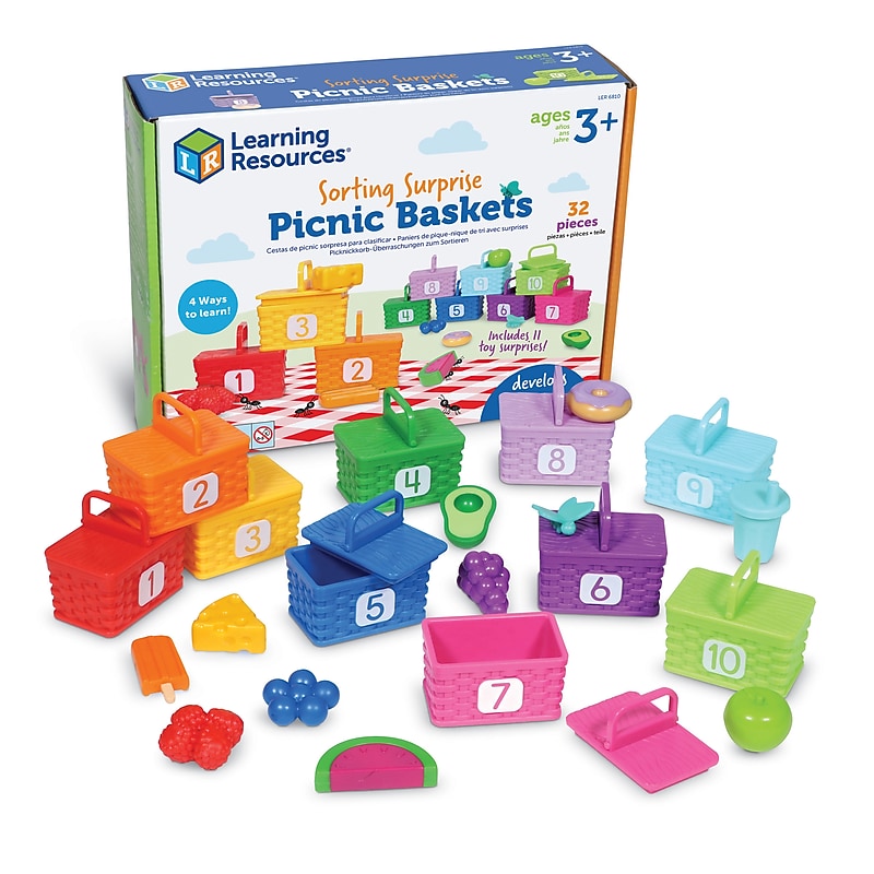 Learning Resources Sorting Surprise Picnic Baskets Educational Toys, Assorted Colors, 32 Pieces (LER6810) image 1