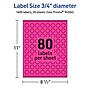 Avery Laser/Inkjet Round Multipurpose Labels, 0.75" Dia., Neon Magenta, 1600/Pack (94504)~#|#~2B248BB1-9199-4B4F-B75E6C31C777C5F8_sc7
