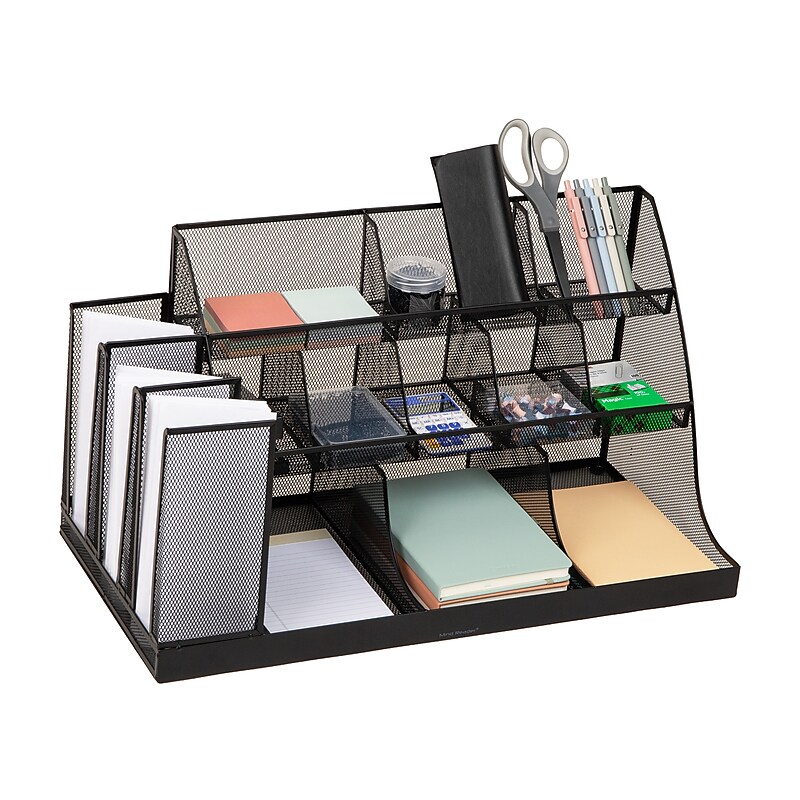 Mind Reader 14-Compartment Metal Multipurpose Countertop Organizer, Black (CMG2MESH-BLK 14) image 1