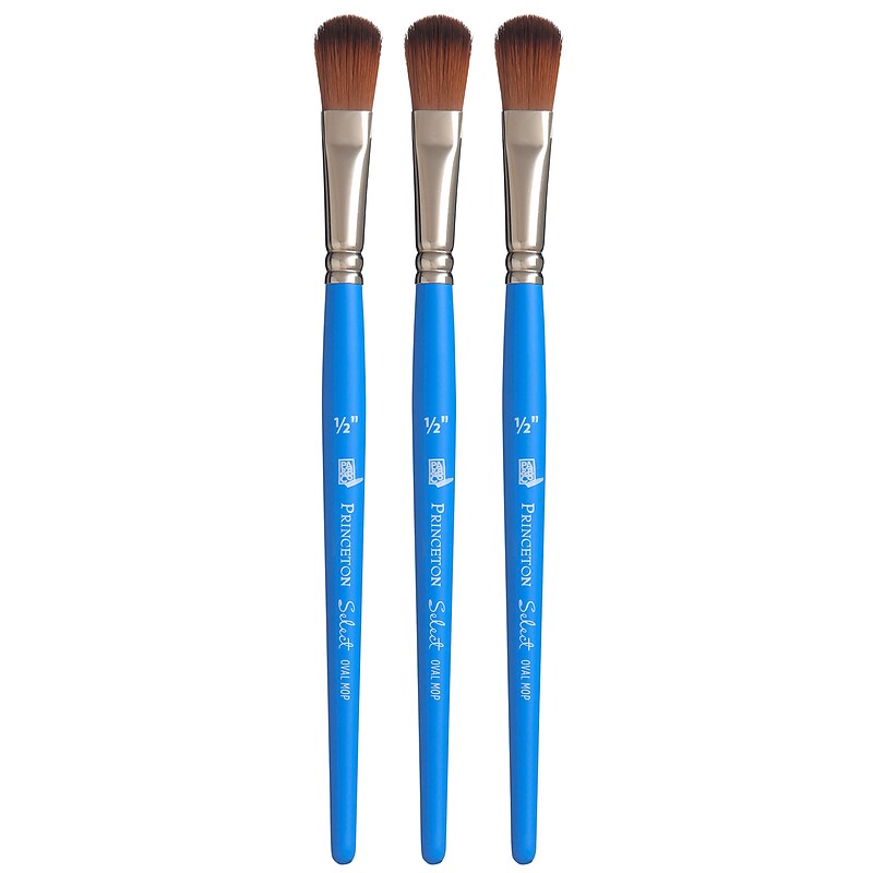 Princeton Select Artiste Mixed Media Synthetic Oval Mop Brush, 3/Pack  (PBXP3750OM050-3) image 1