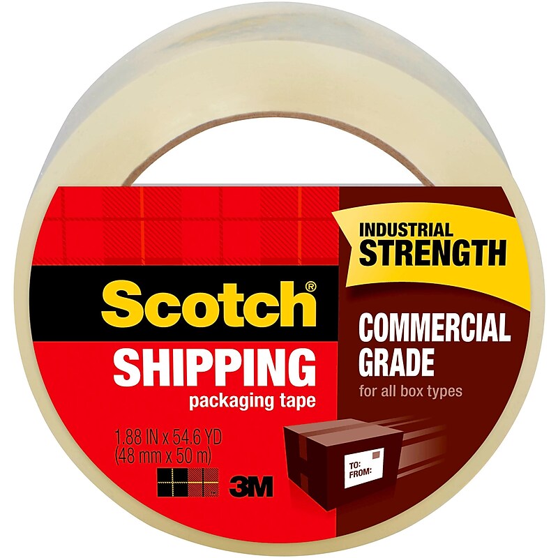 Scotch Commercial Grade Shipping Packing Tape, 1.88" x 54.6 yds., Clear (3750) image 1
