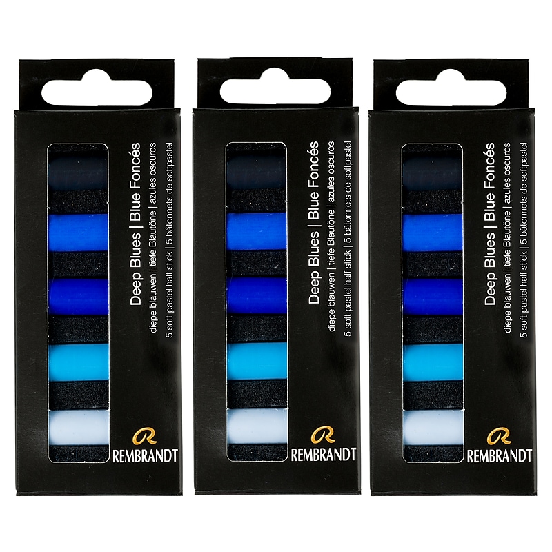 Rembrandt Soft Pastels Micro Sets, Deep Blues, 5/Set, 3 Sets/Bundle (RBX31820523-3) image 1