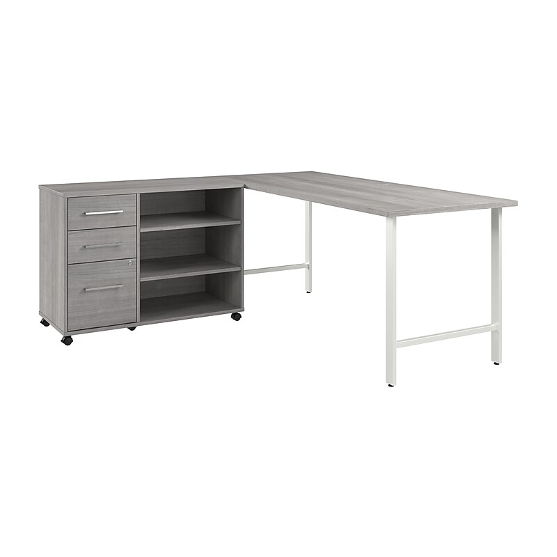 Bush Business Furniture Hustle 72"W Computer Desk and Storage Cabinet with Drawers and Shelves, Platinum Gray (HUS010PG) image 1