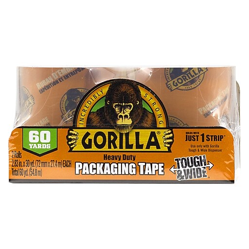 Gorilla Heavy Duty Tough & Wide Packaging Tape Refill, 2.88" x 30 yd