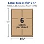 Avery Laser/Inkjet Multipurpose Labels, 4" x ", Kraft Brown, 150/Pack (94215)~#|#~2B44D7D8-4FAF-47AF-9A93F3BB5AD7F14A_sc7