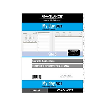 2024 AT-A-GLANCE 11" x 8.5" Daily & Monthly Refill Pages, White/Brown (491-225-24)