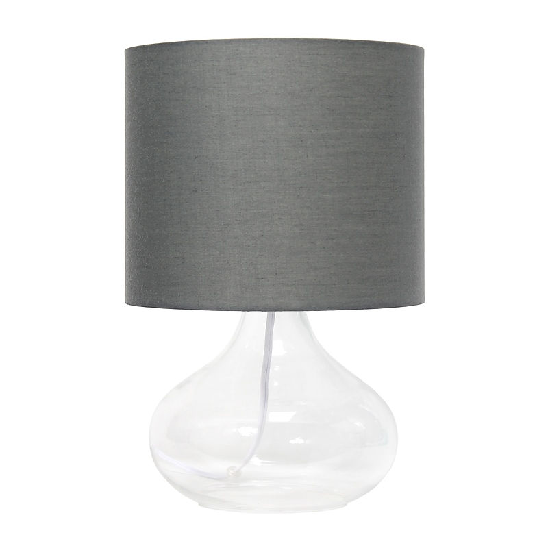 Creekwood Home Modern Glass 13.75" LED Table Lamp, Clear/Gray (CWT-1014-CG) image 1