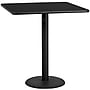 Flash Furniture Square Laminate Table Top with 24" Round Bar-Height Table Base, 42" x 42", Black (XUBK4242TR24B)~#|#~2B60AE34-A569-4725-99BEDC8F2B01A2CA_sc7