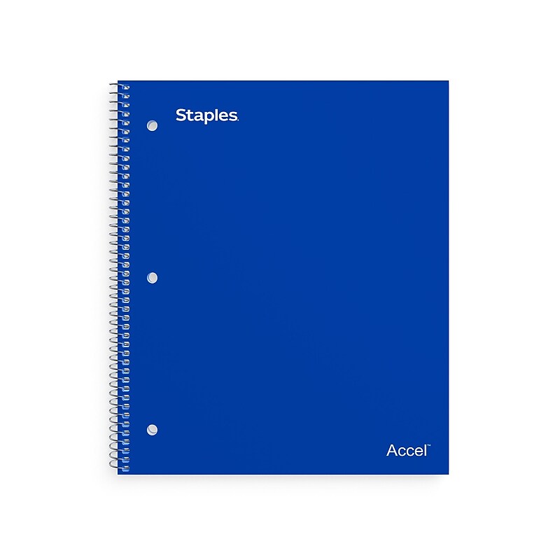 Staples Accel 3-Subject Notebook, 8.5" x 11", College Ruled, 150 Sheets, Assorted Colors (ST15758D) image 1