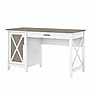Bush Furniture Key West 54"W Computer Desk with Keyboard Tray and Storage, Shiplap Gray/Pure White (KWD154G2W-03)~#|#~2B727DE9-8560-4125-BF056999E08ACCB7_sc7