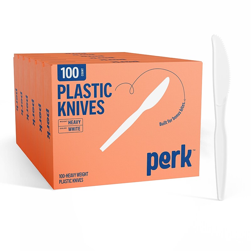 Perk™ Polystyrene Knife, Heavy-Weight, White, 1000/Carton (PK56403CT) image 1