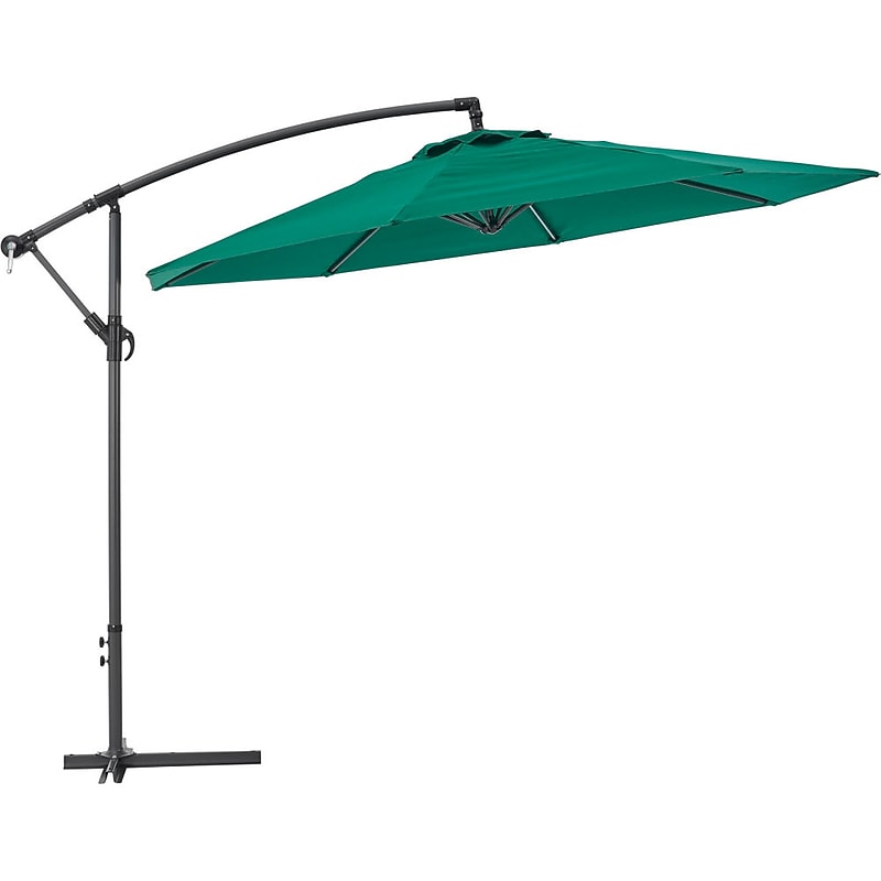 Global Industrial Cantilever Umbrella with Crank, Tilt & Cross Brace, Olefin Fabric, 10'W, Green (436972GN) image 1