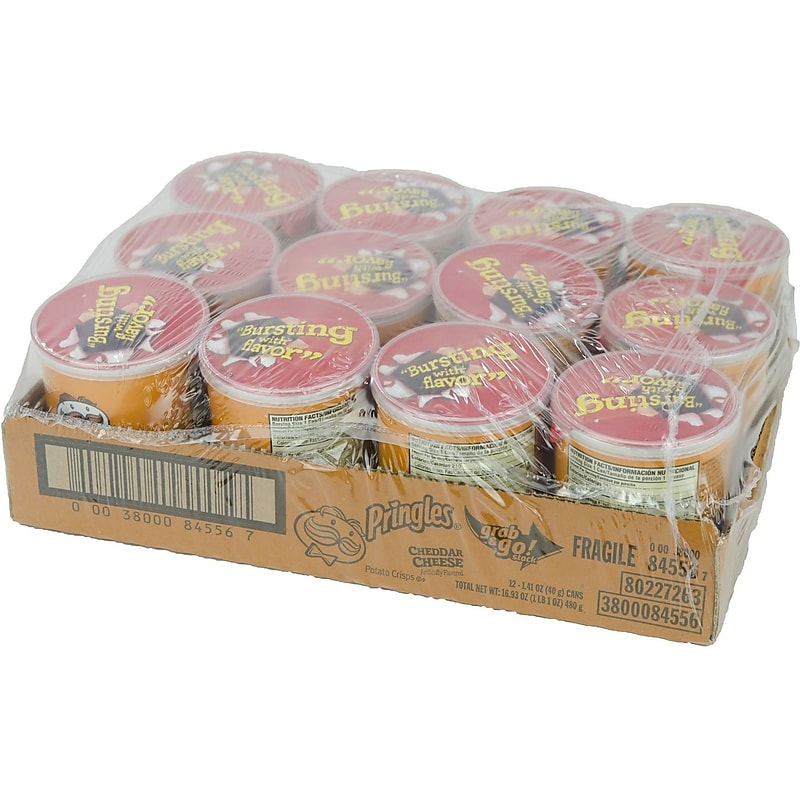 Pringles Grab & Go Cheddar Cheese Crisps, 1.4 oz., 12 Cans/Carton (3800084556) image 1