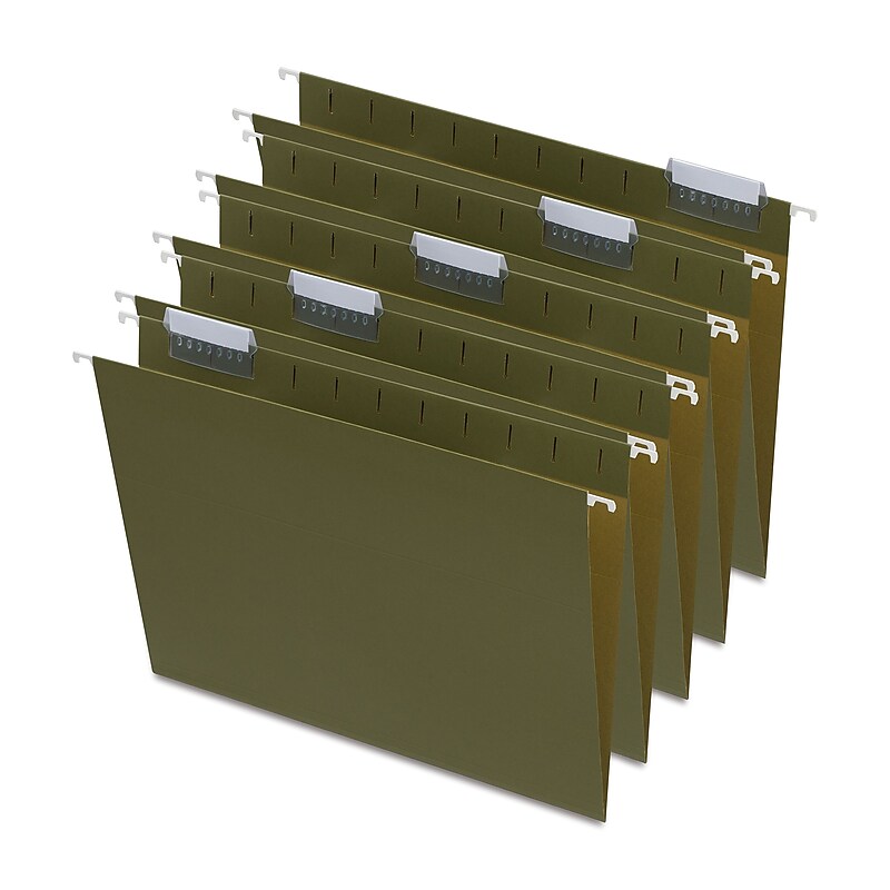Staples Hanging File Folders, 1/5-Cut Tab, LLetter Size, Standard Green, 50/Box  (45444-US) image 1