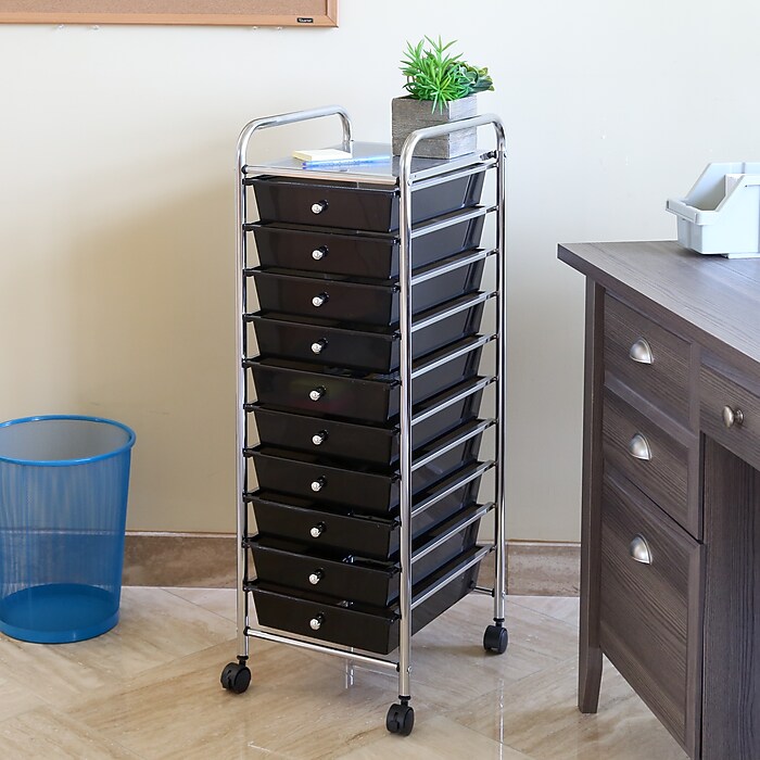 Seville Classics 10-Drawer Storage Cart, Black (SHE16218KB) | Staples