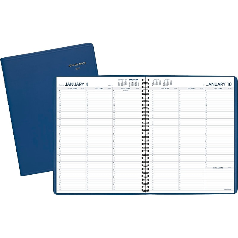 2027 AT-A-GLANCE 8.25" x 11" Weekly Appointment Book, Faux Leather Cover, Blue (70-940-20-27) image 1