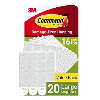 Command Large Picture Hanging Strips, Damage-Free, White, 20 Pairs, 40-Command Strips (17206-20NA)