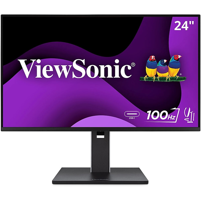 ViewSonic 24" FHD IPS 100Hz LED Monitor, Built-In Speaker, Height Adjustable, Universal Docking Station, Black (VG2452) image 1