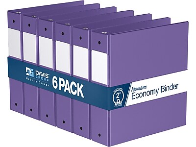 Davis Group Premium Economy 2" 3-Ring Non-View Binder, Purple, 6/Pack (2313-69-06)
