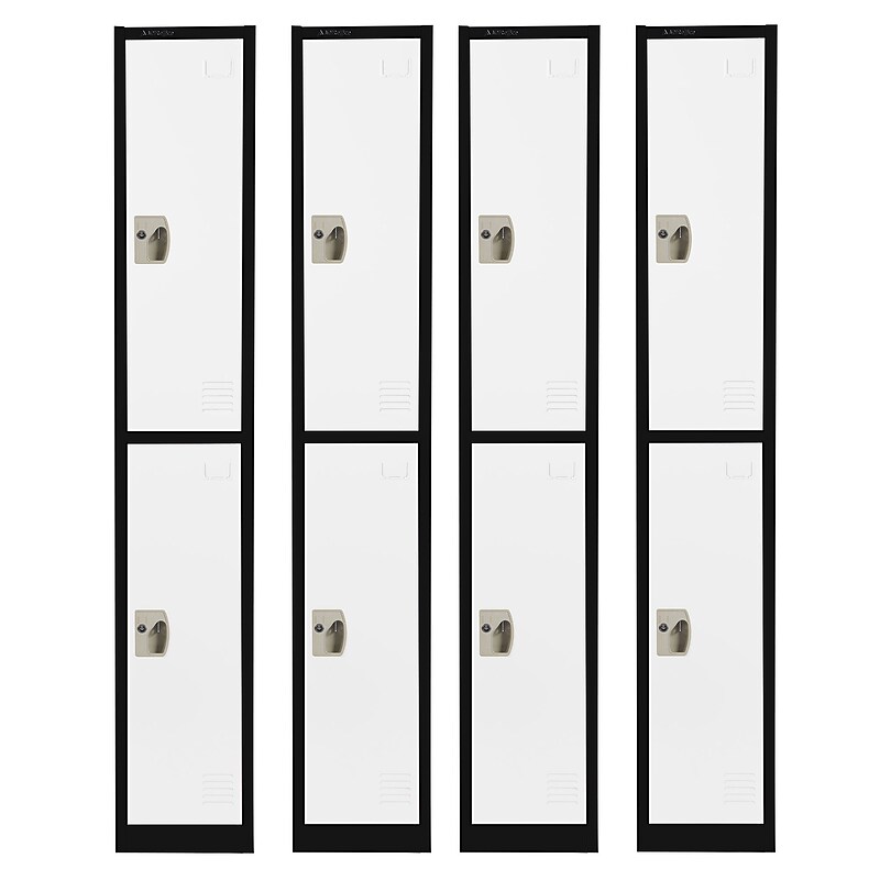 AdirOffice 72'' 2 Tier Black and White Storage Locker, 4/Pack (ADI629-202-B-W-PKG-4) image 1