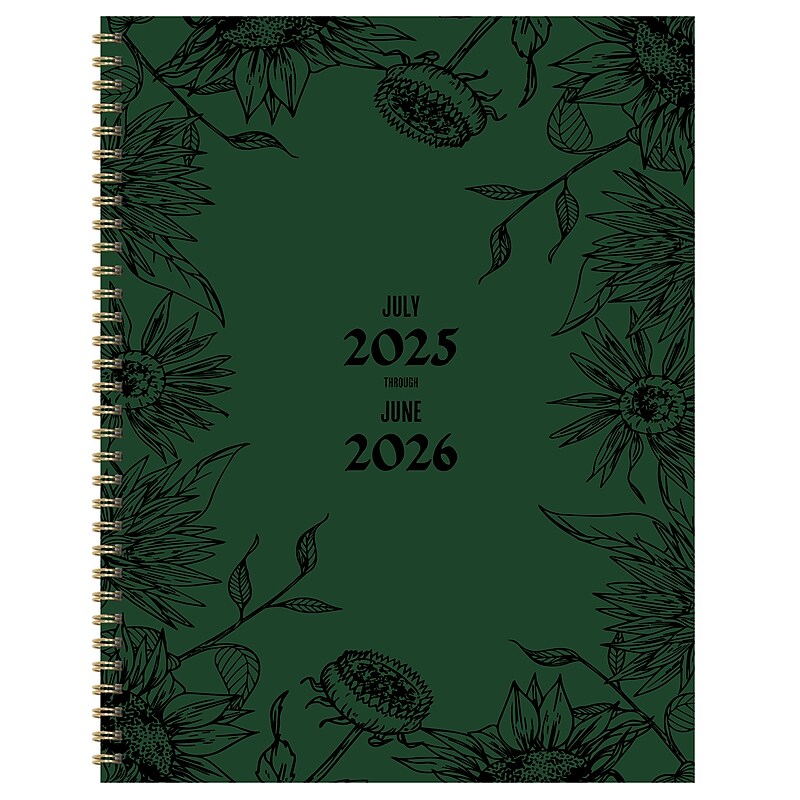2025-2026 TF Publishing Garden of Green 9" x 11" Academic Year Weekly & Monthly Planner, Paperboard Cover, Green (AY26-9708) image 1