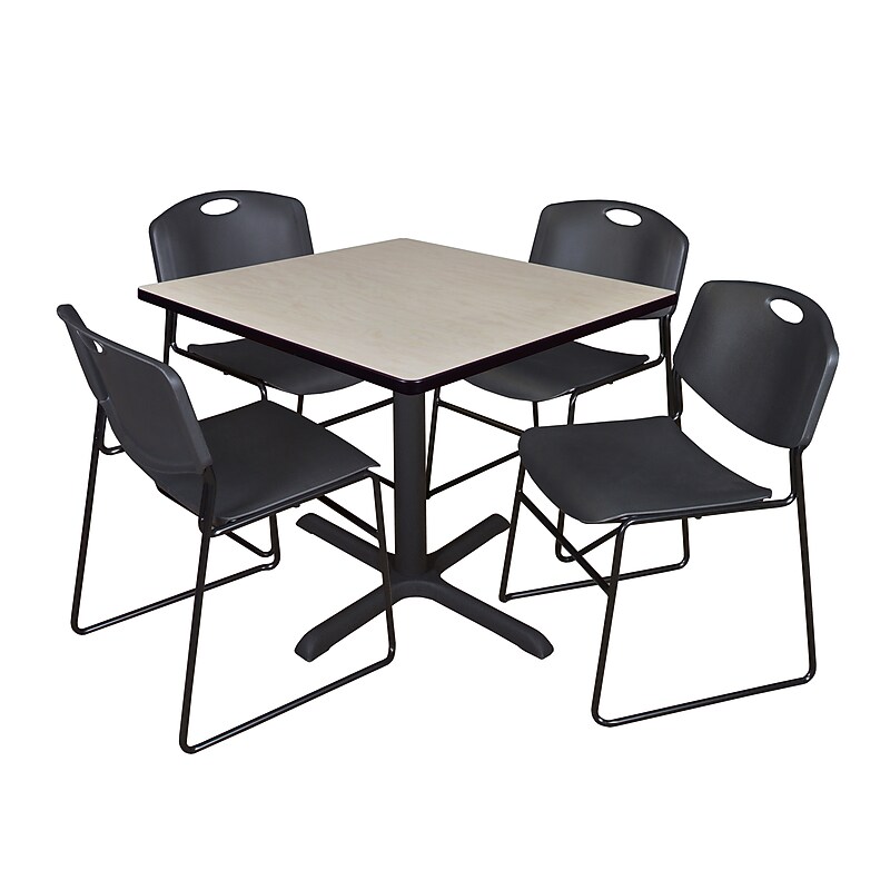 Regency 36-inch Square Laminate Table with 4 Chairs, Black (TB3636PL44BK) image 1
