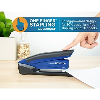 Bostitch InPower Spring-Powered Desktop Stapler, 20-Sheet, Blue/Black (1122)