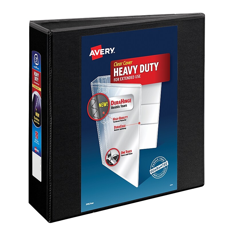 Avery Heavy Duty 3" 3-Ring View Binder, D-Ring, Black (79-693) image 1