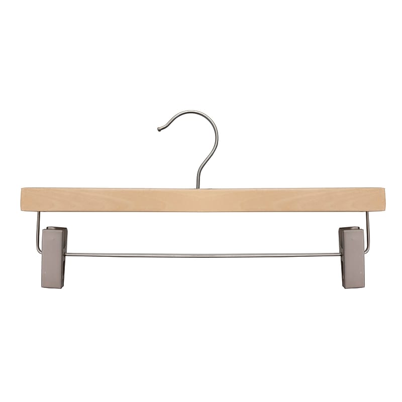 Nahanco 14" Wood Skirt/Slack Hanger With Clips, Natural, 100/Pack (21014RC) image 1