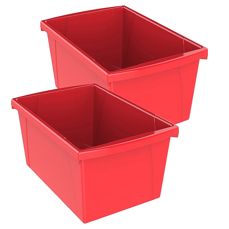Storex Plastic Medium Classroom Storage Bin, 16.75"x 11.87"x 8.28", Red, Pack of 2 (STX61483U06C-2) image 1