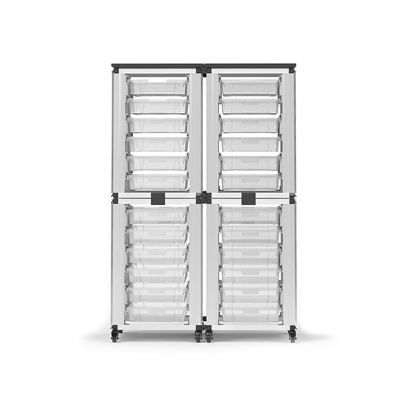 Luxor Mobile 24-Section Stacked Modular Classroom Storage Cabinet, White (MBS-STR-22-24S) image 1