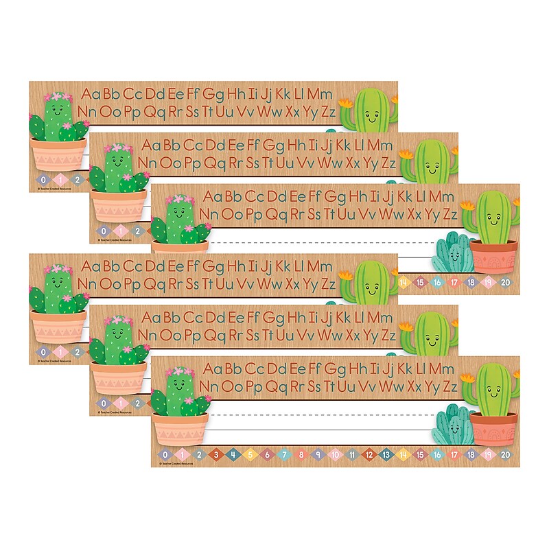 Teacher Created Resources Happy Cactus Crew School Name Plates, 11.5" x 3.5", 36/Pack, 6 Packs/Bundle (TCR6960-6) image 1