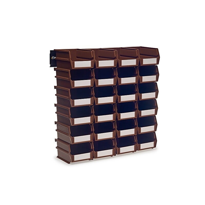 Triton Products LocBin Stackable Storage Bin, 3" x 4.12"x 5.37", Brown, 24/Pack (3-210BRWS) image 1