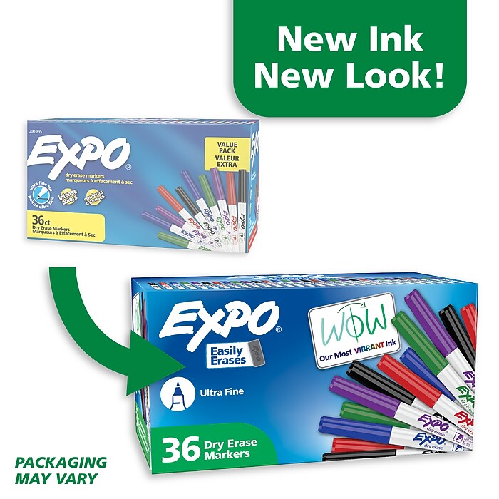 Expo Dry Erase Markers, Ultra Fine Tip, Assorted Colors, 36/Pack